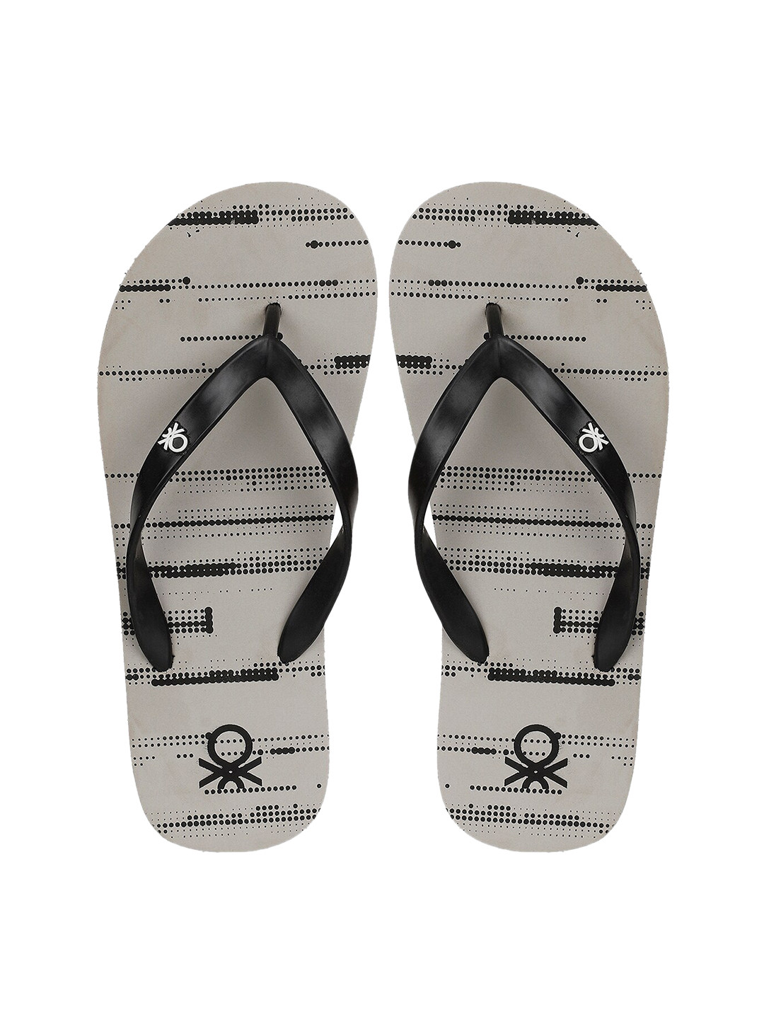 

United Colors of Benetton Men Grey & Black Printed Thong Flip-Flops