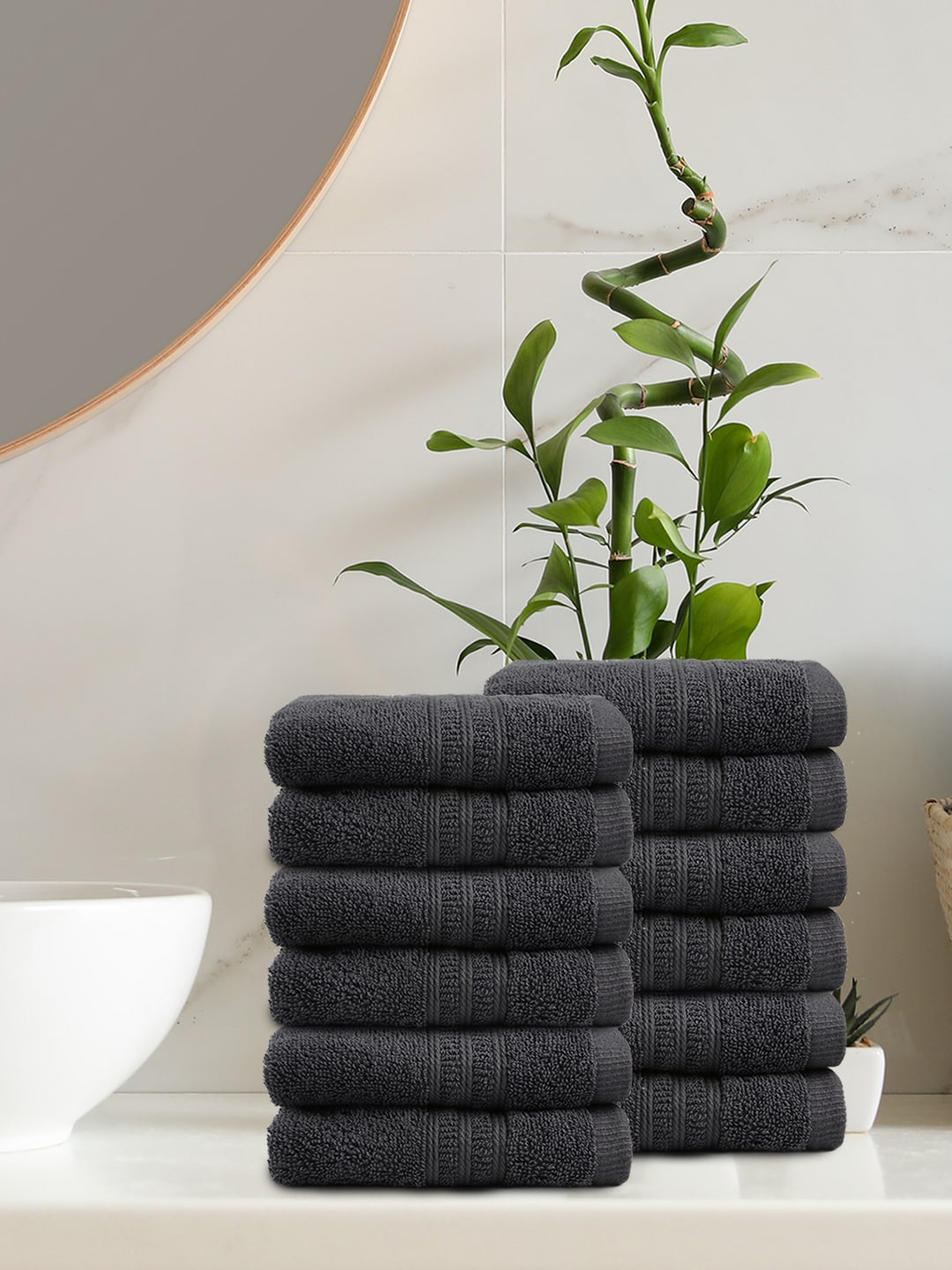 

Trident Unisex Set of 12 Charcoal Grey 550 GSM Cotton Face Towel