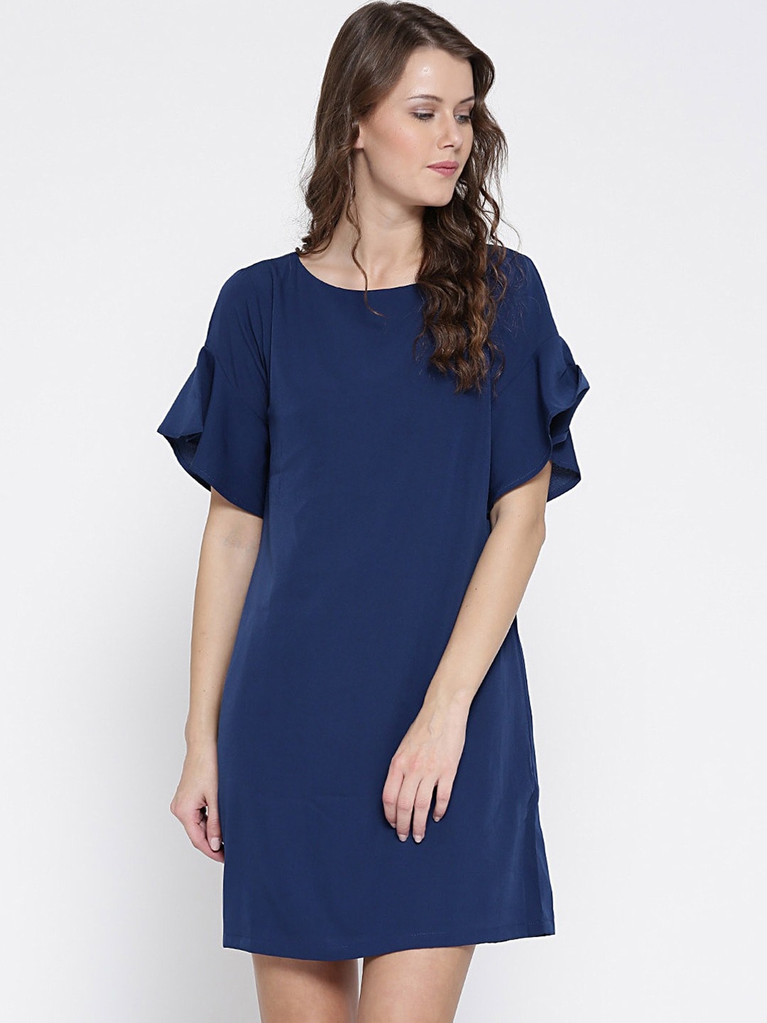 

Sera Blue Crepe A-Line Dress