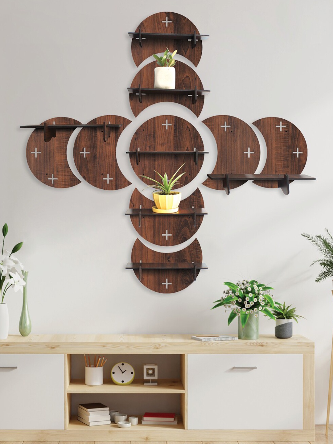 

RANDOM Brown Set of 9 MDF Basic Wall Shelf