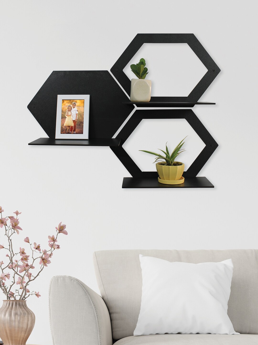 

RANDOM Set of 3 Black MDF Basic Wall Shelves