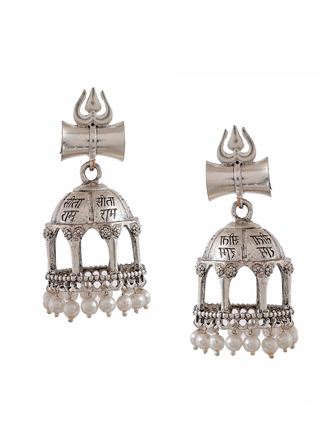 

Silvermerc Designs Silver Contemporary Jhumkas Earrings