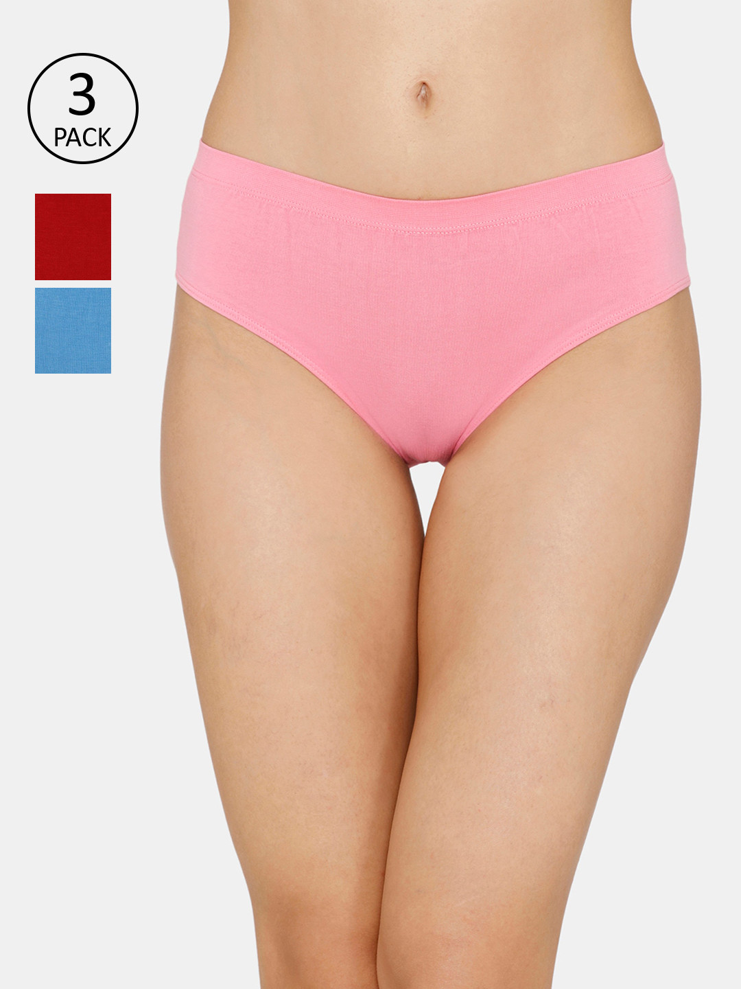 

Zivame Women Pack of 3 Assorted Pure Cotton Hipster Briefs