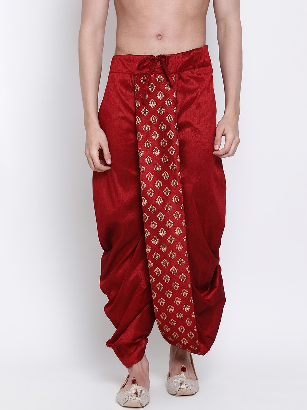

Sanwara Men Red & Gold-Coloured Embroidered Dhoti