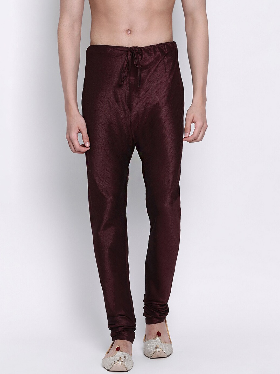 

Sanwara Men Solid Wine Colour Art Silk Churidar, Maroon