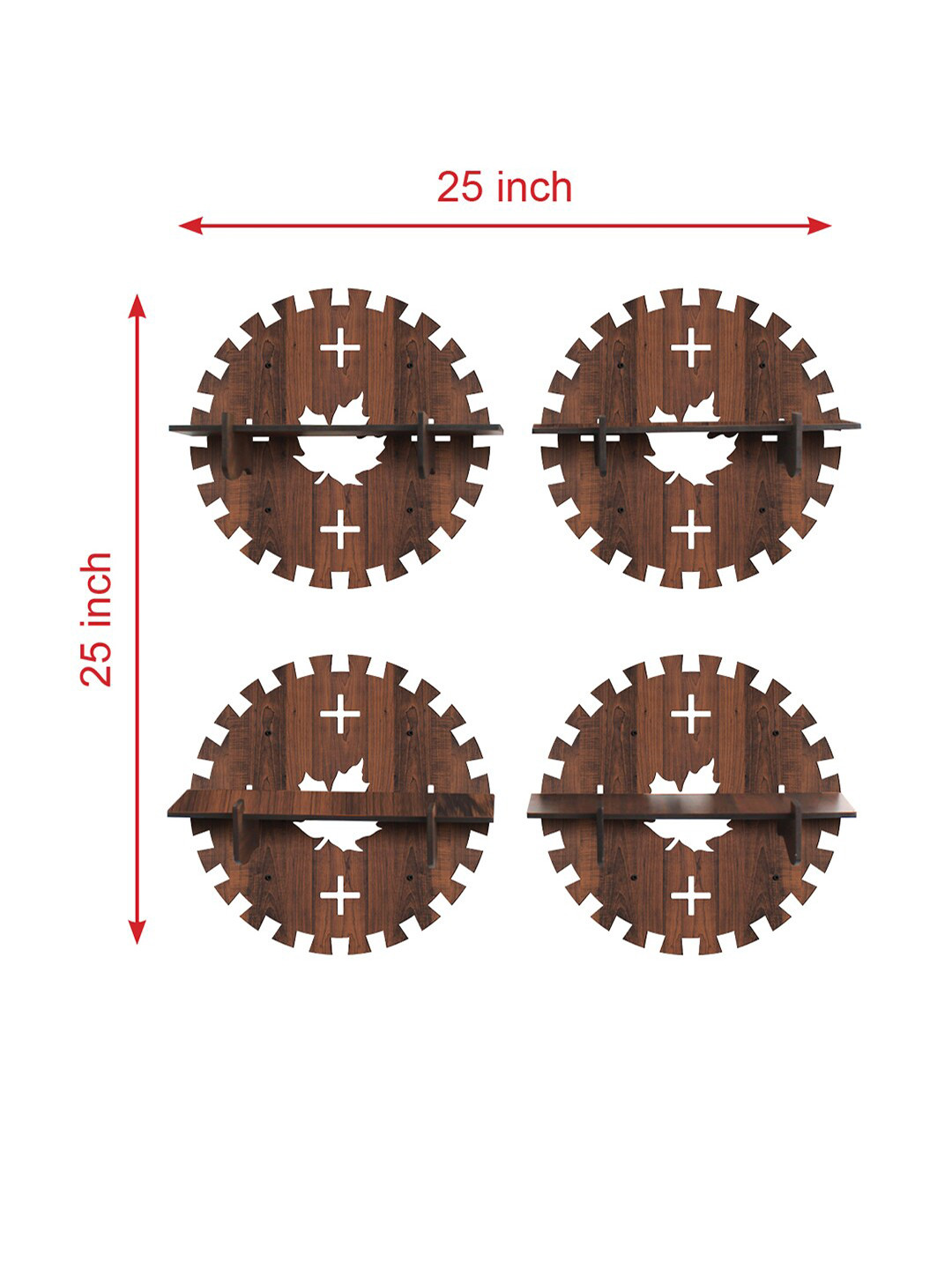 

RANDOM Brown Set of 4 MDF Circular Basic Wall Shelf
