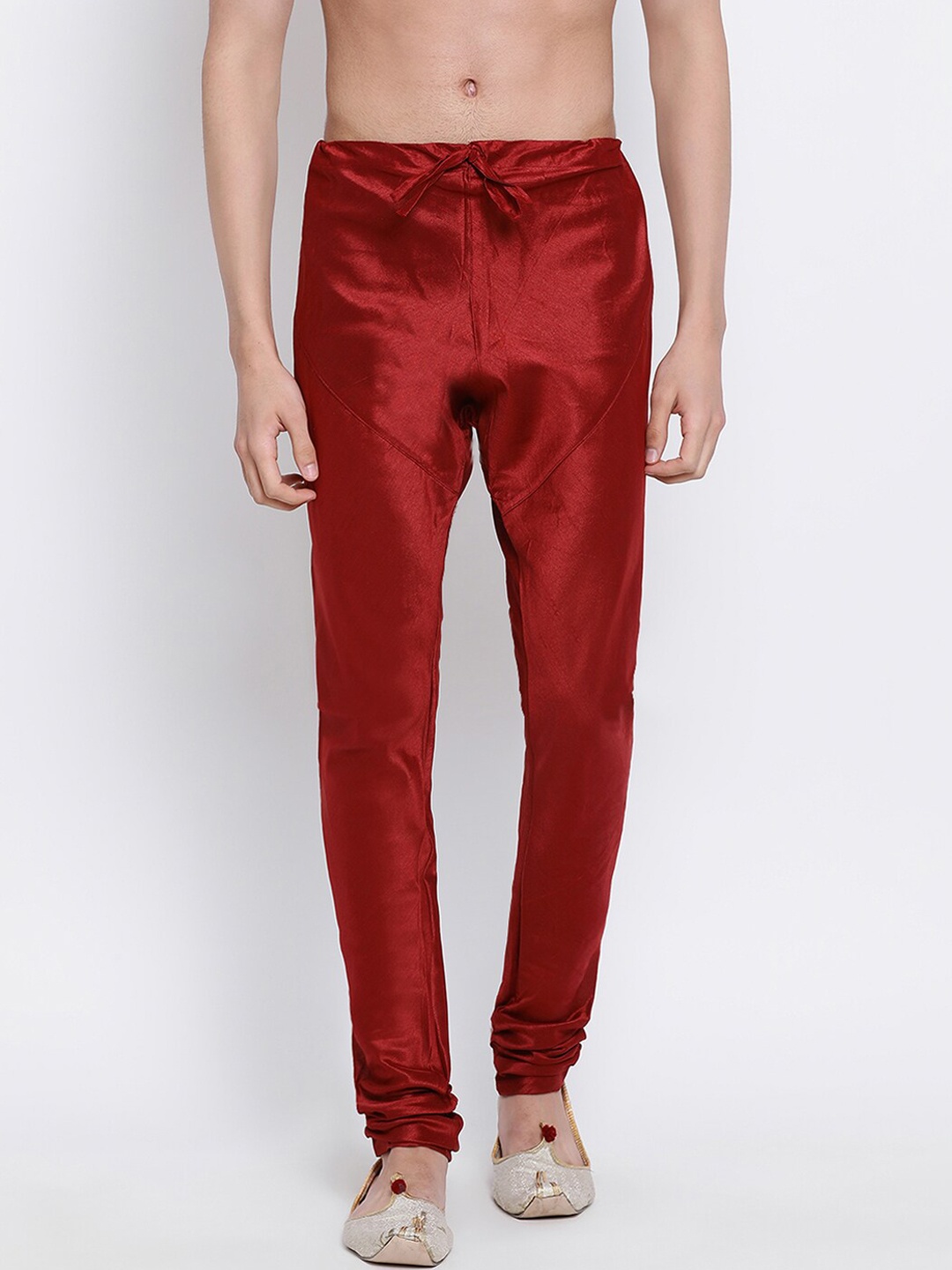

Sanwara Men Maroon Solid Art Silk Churidar