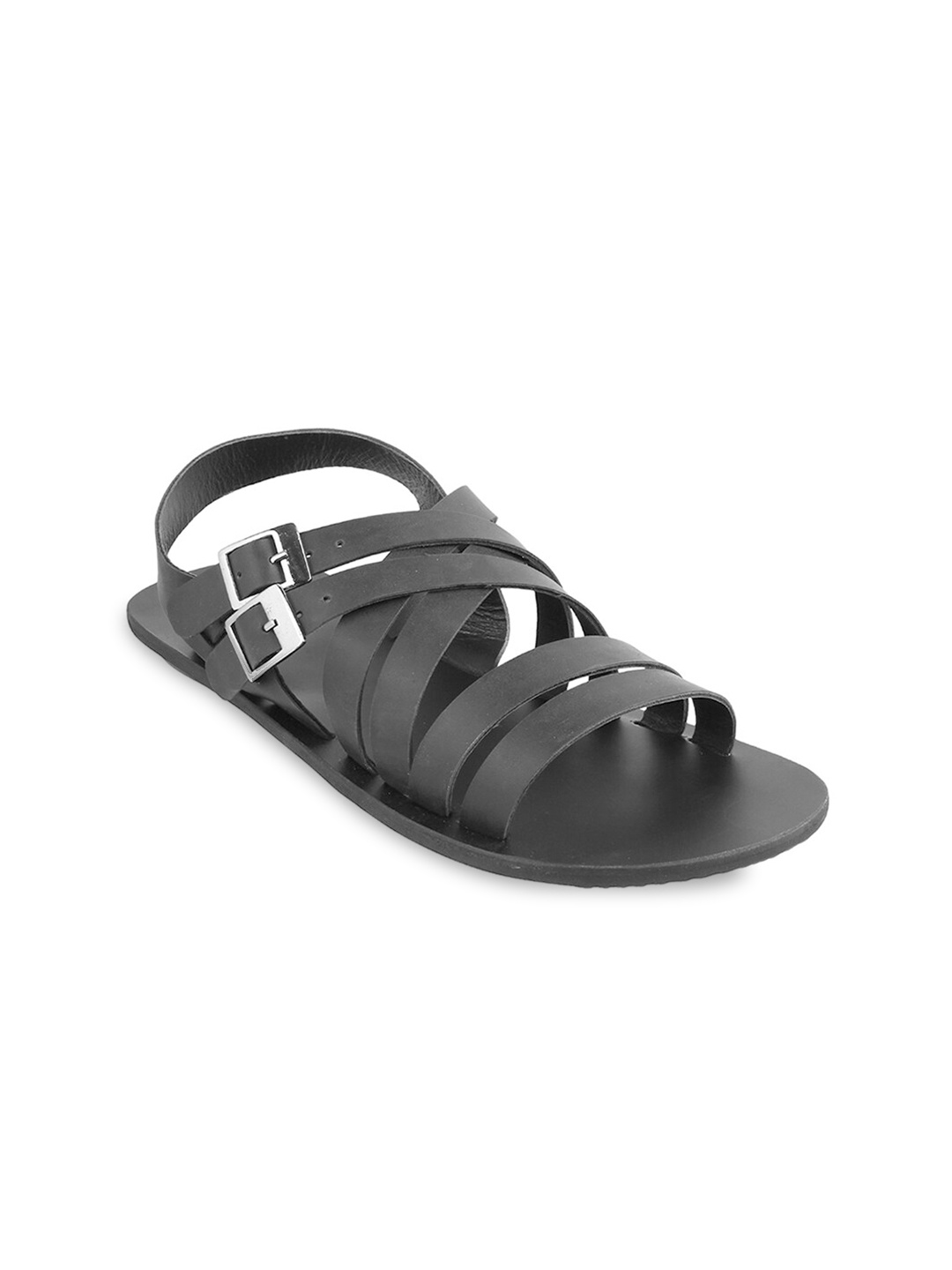 

Mochi Men Black Leather Comfort Sandals