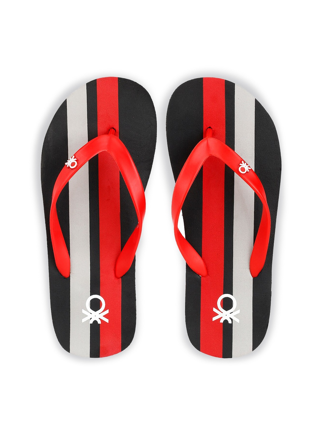 

United Colors of Benetton Men Red & Black Striped Thong Flip-Flops