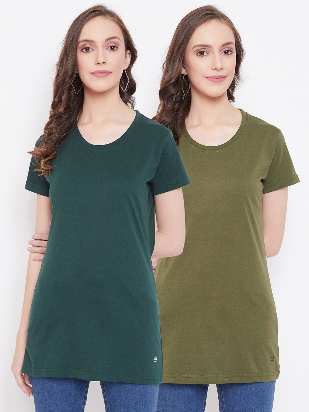 

Okane Women Pack of 2 Green Round Neck T-shirt
