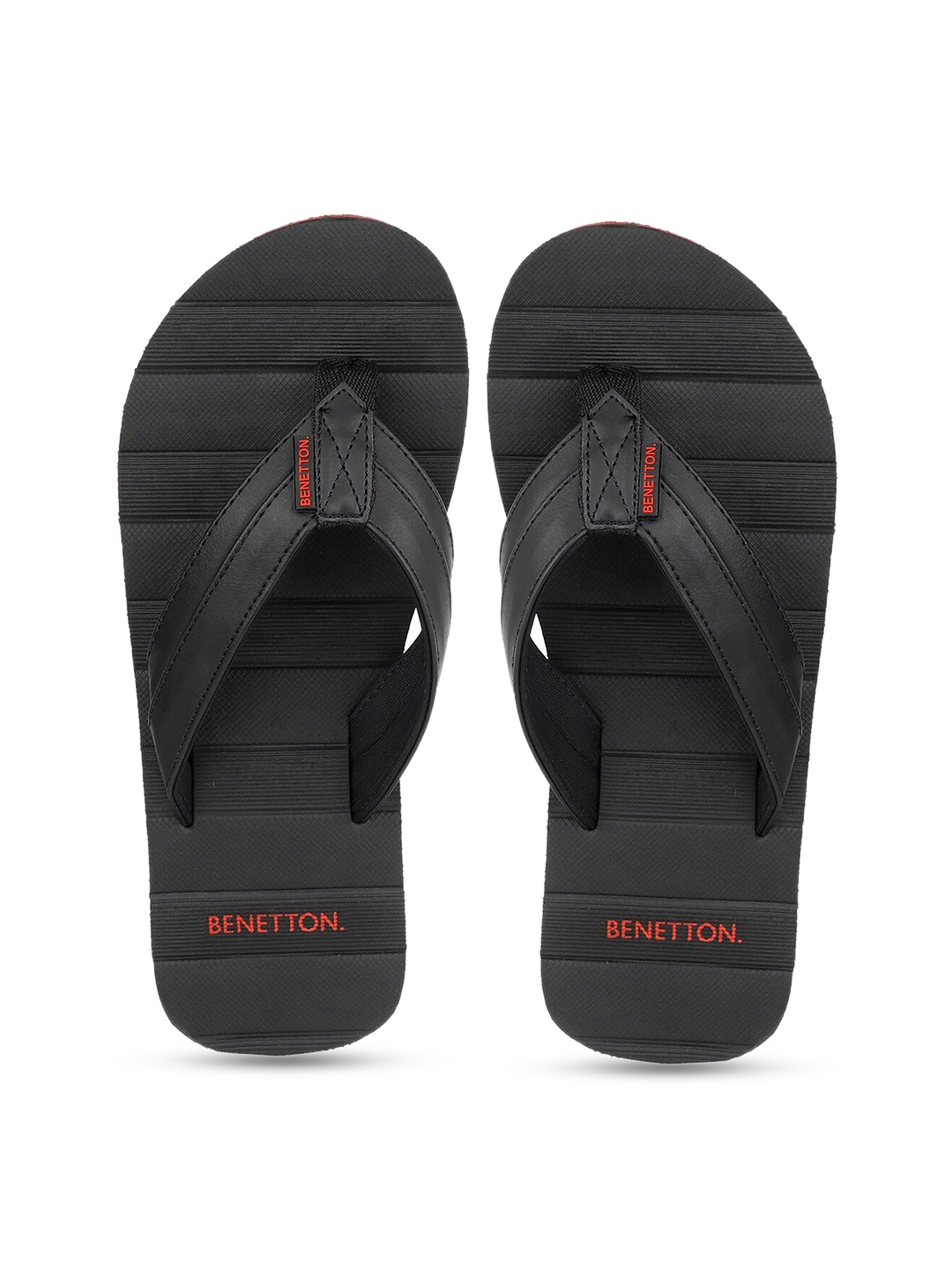 

United Colors of Benetton Men Black & Red Striped Thong Flip-Flops