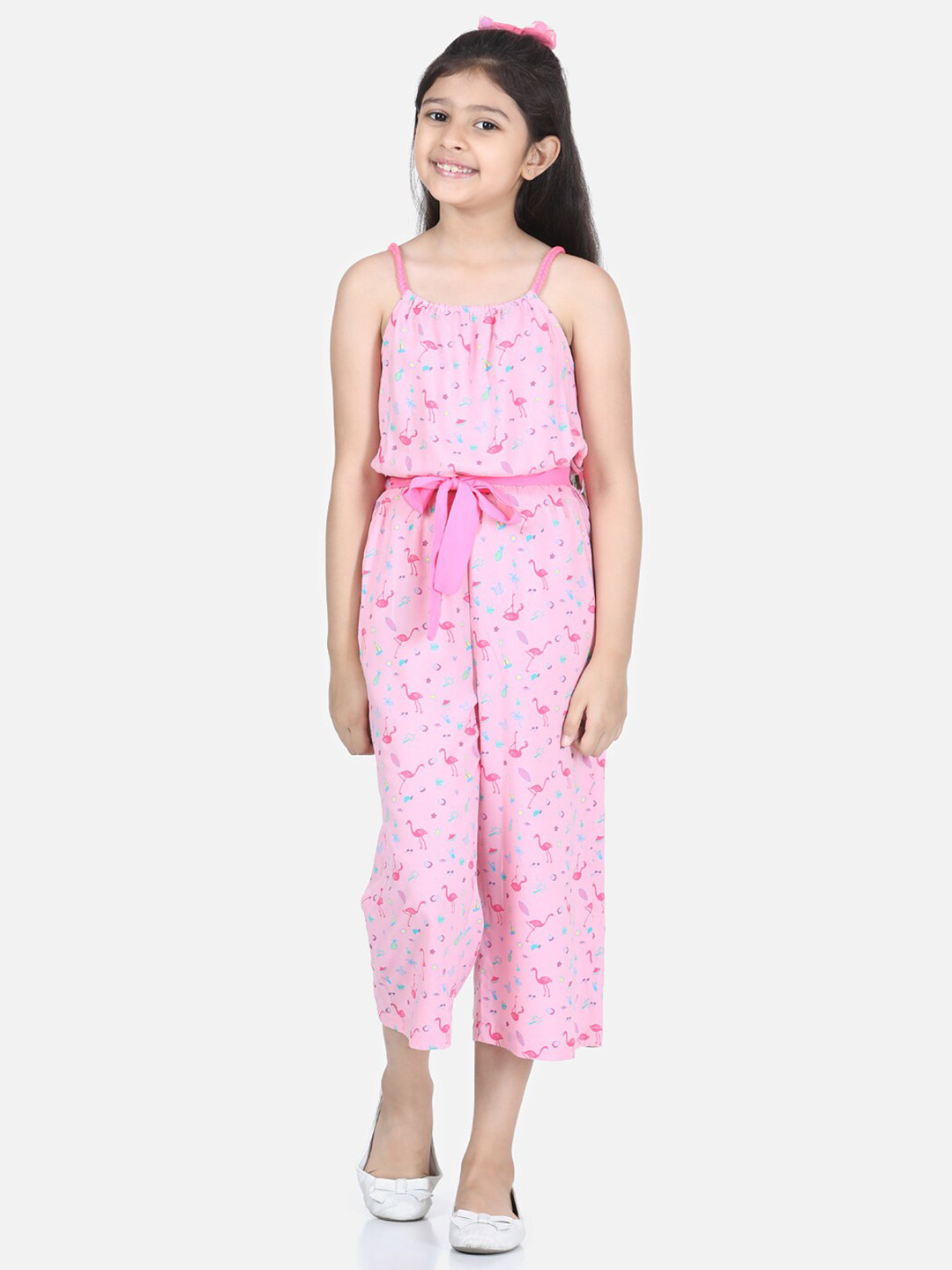 

StyleStone Girls Pink Printed Basic Jumpsuit