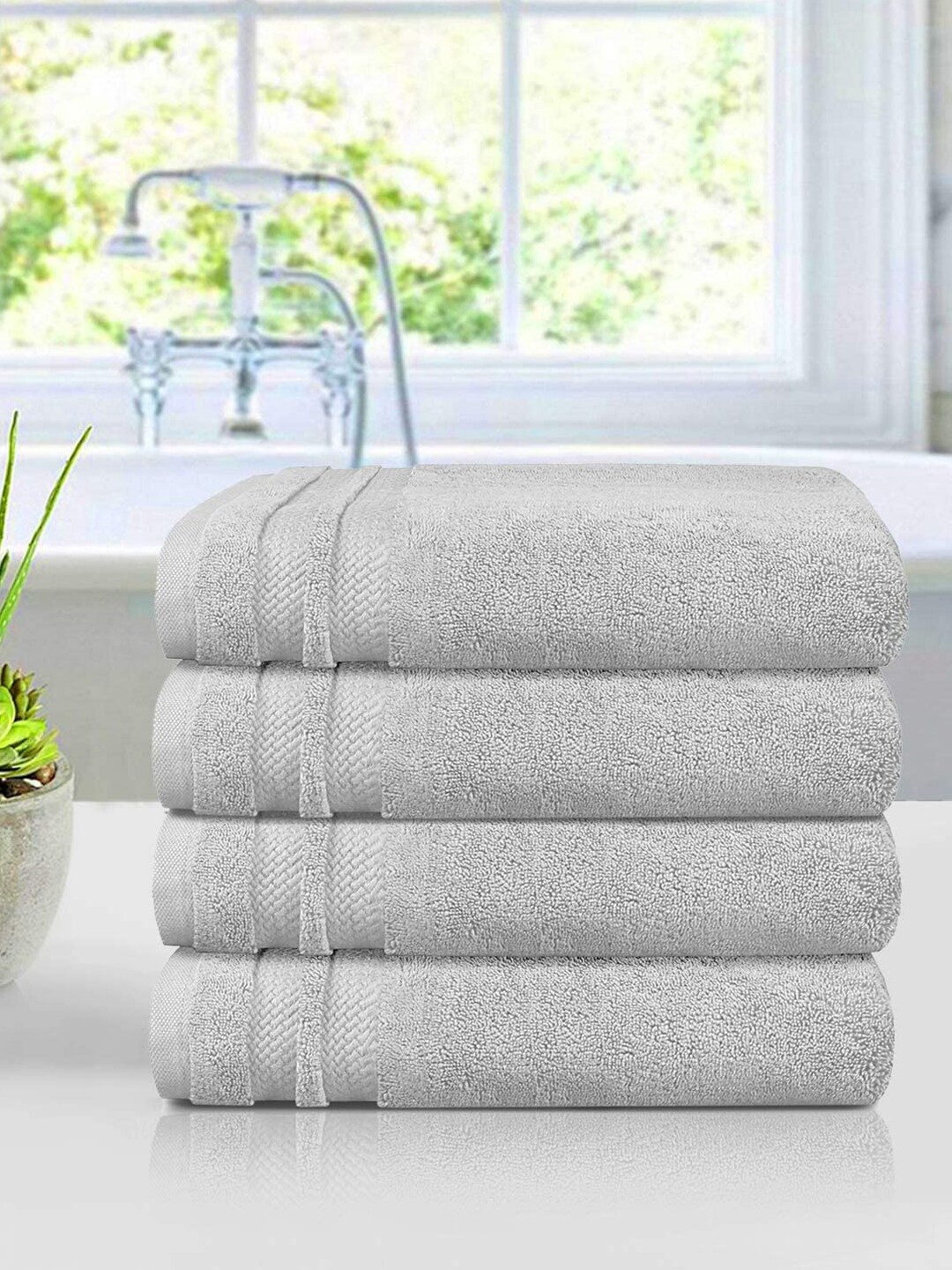 

MYTRIDENT Pack Of 4 Grey 625 GSM Hand Towels