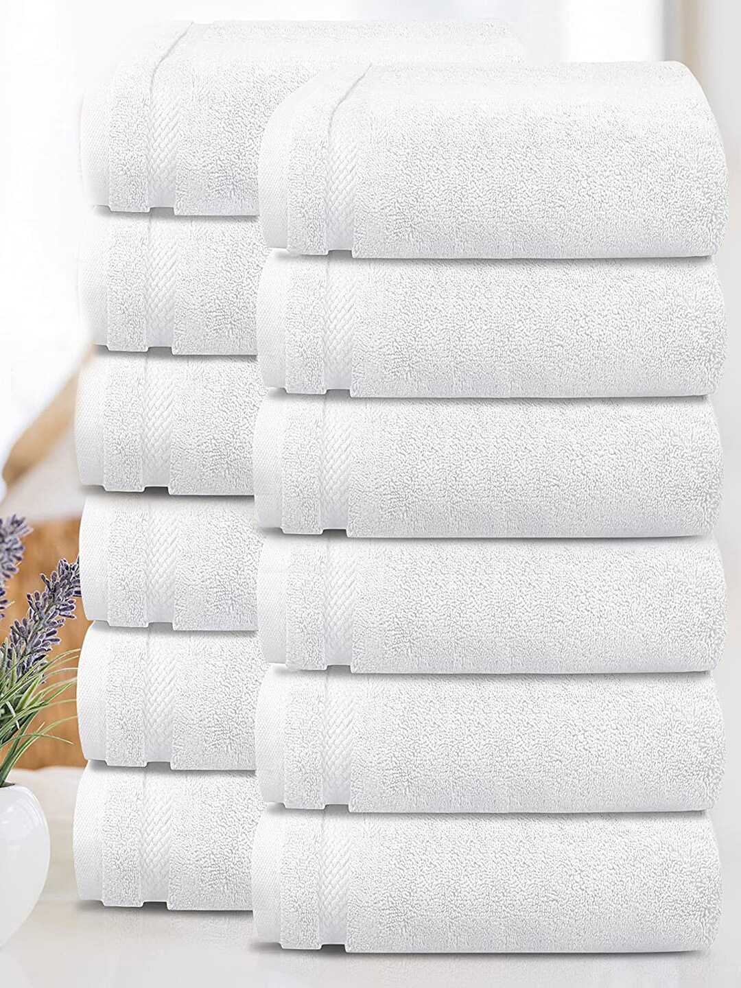 

MYTRIDENT White Set Of 12 625 GSM Solid Face Towels