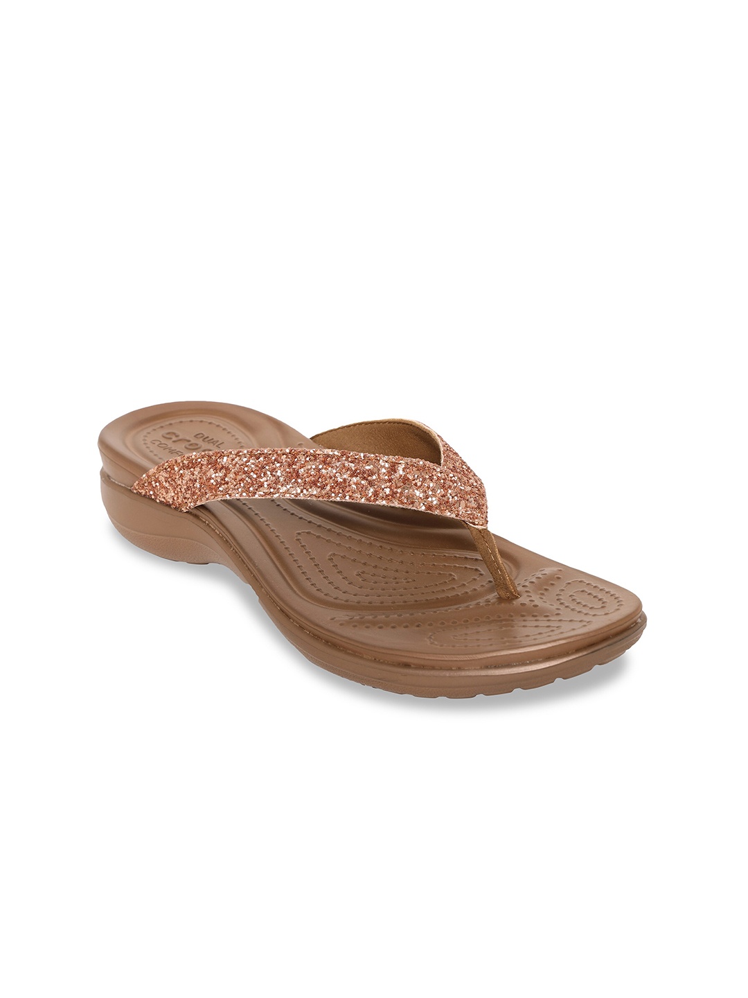 

Crocs Capri Women Bronze-Toned Embellished Croslite Slip-On Flip Flops