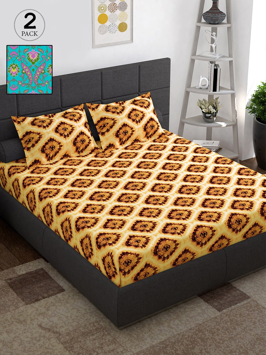 

Story@home Blue Abstract 2 Double / Queen Bedsheet With 4 Pillow Cover