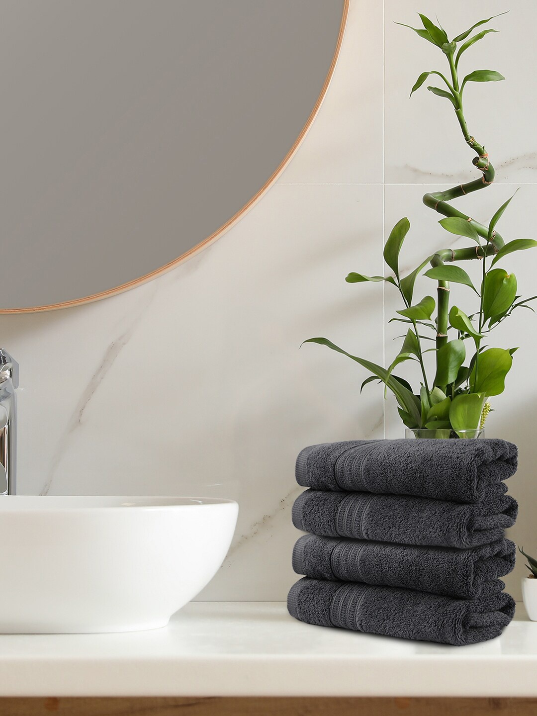

Trident Set of 4 Charcoal Grey 550 GSM Pure Cotton Hand Towel