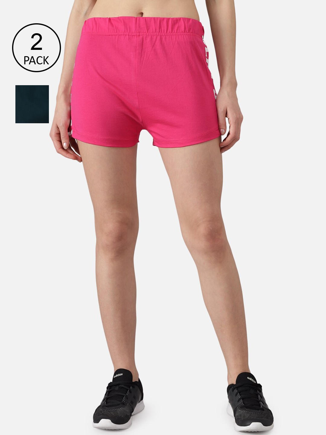 

The Dry State Women Multicoloured Solid Pack of 2 Regular Fit Shorts, Multi
