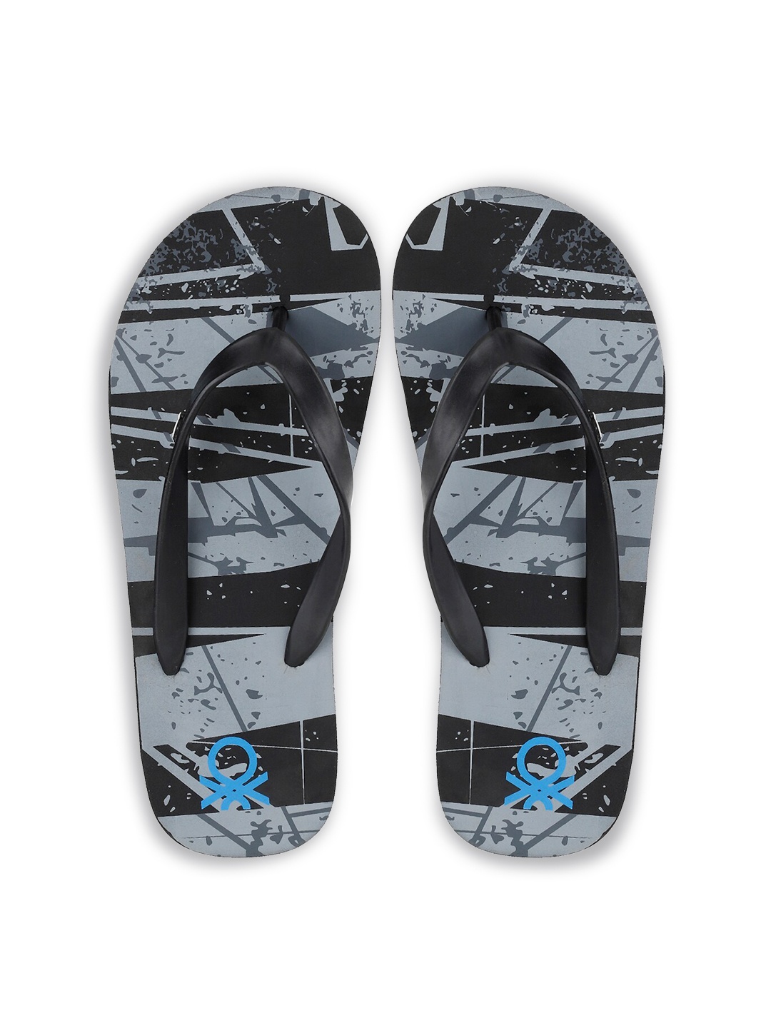 

United Colors of Benetton Men Black & Grey Printed Thong Flip-Flops