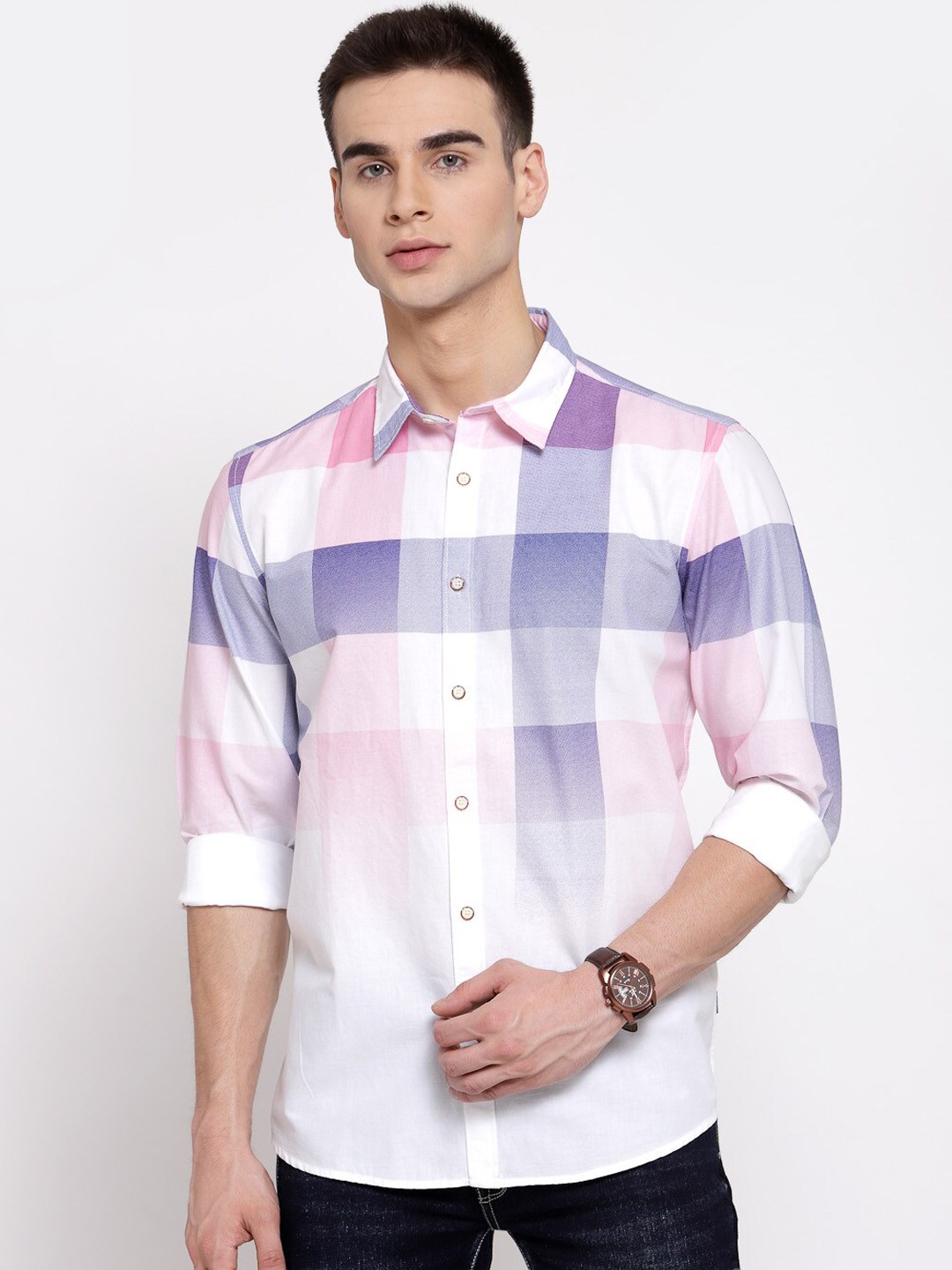 

Pepe Jeans Men White Regular Fit Checked Casual Shirt