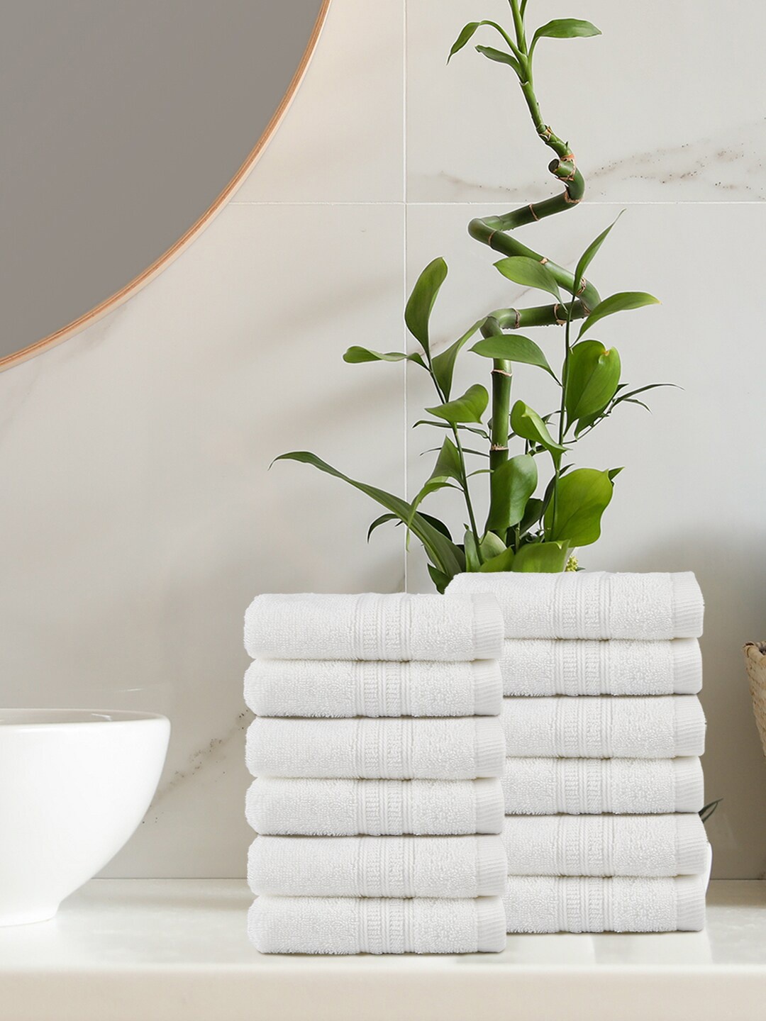 

Trident 12 Piece Face Towels Set White Soft Comfort 100% Cotton 550 GSM