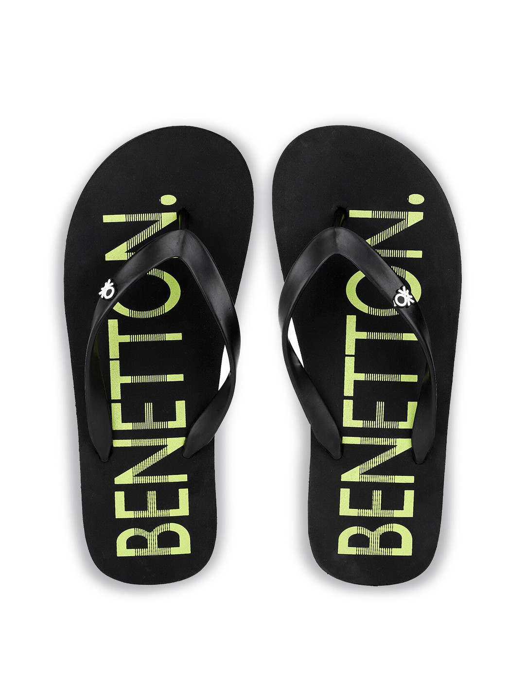 

United Colors of Benetton Men Black & Green Printed Thong Flip-Flops