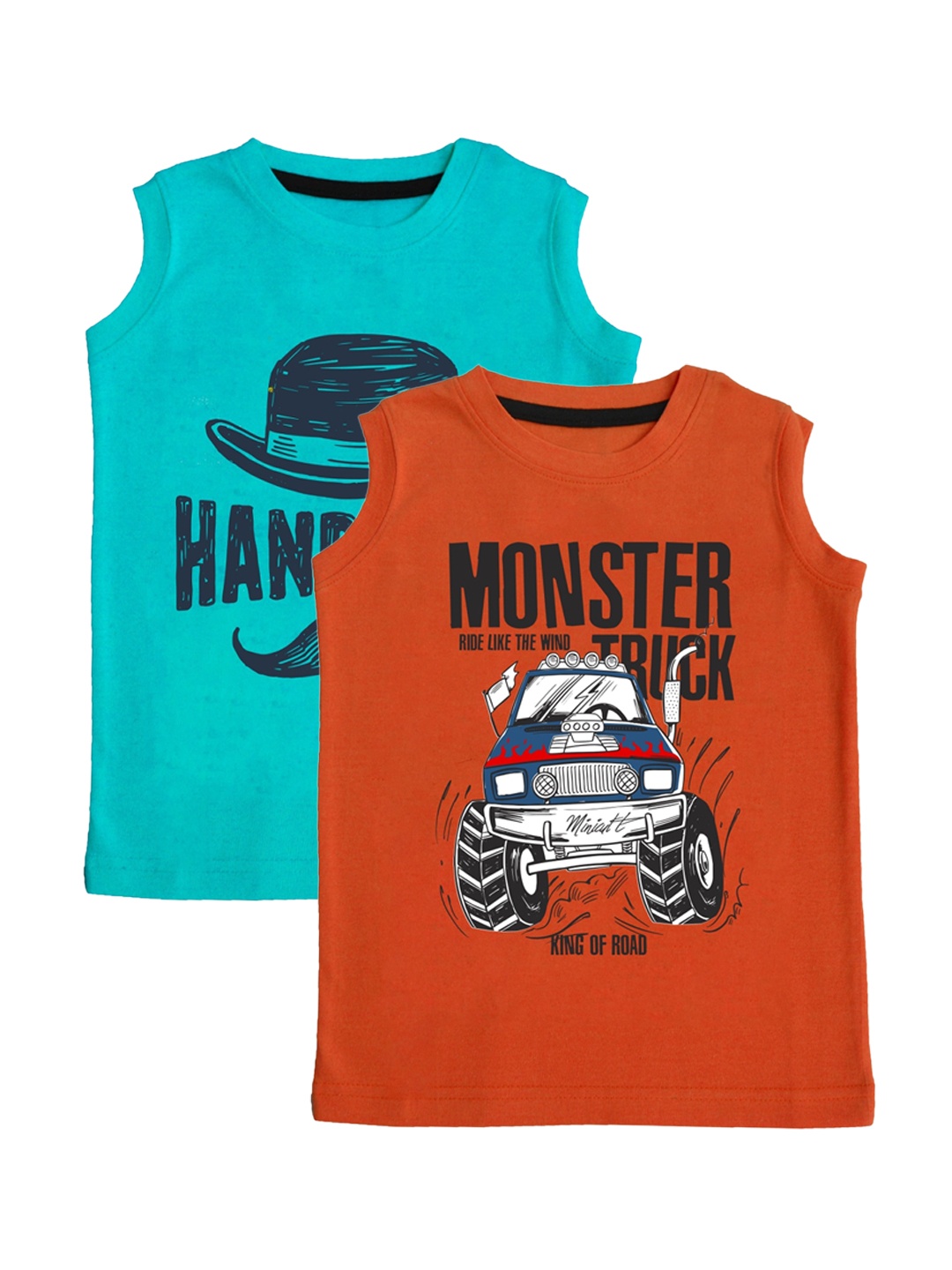 

x2o Kids Pack Of 2 Printed Pure Cotton Innerwear Vests, Orange