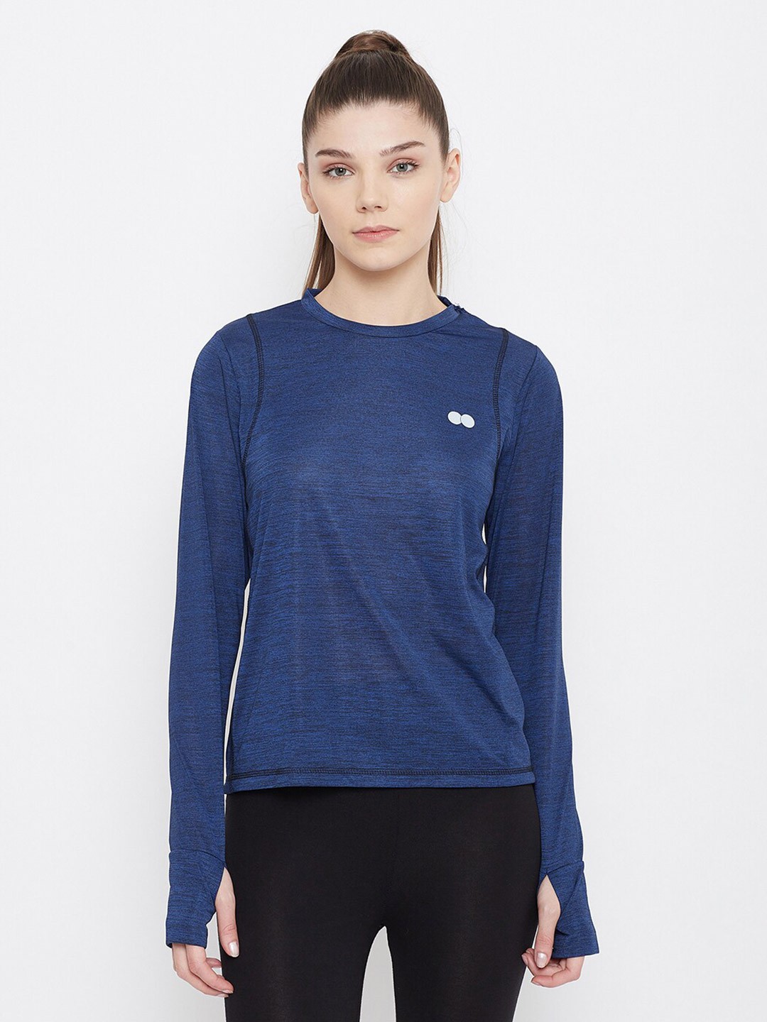 

Clovia Women Blue Round Neck Slim Fit T-shirt