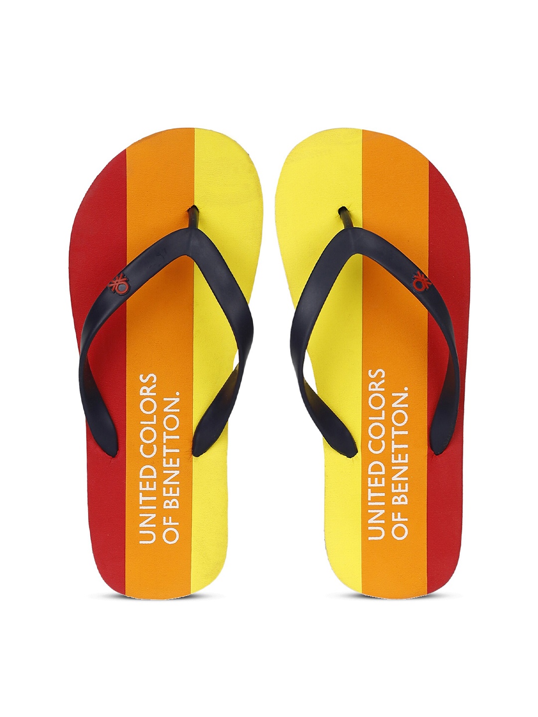

United Colors of Benetton Men Orange & Yellow Colourblocked Thong Flip-Flops