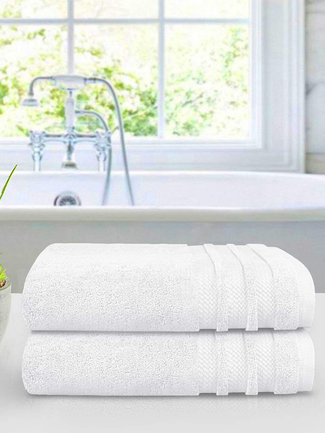 

MYTRIDENT 2 Piece Bath Towel Set White Luxury Collection 100% Cotton 625 GSM