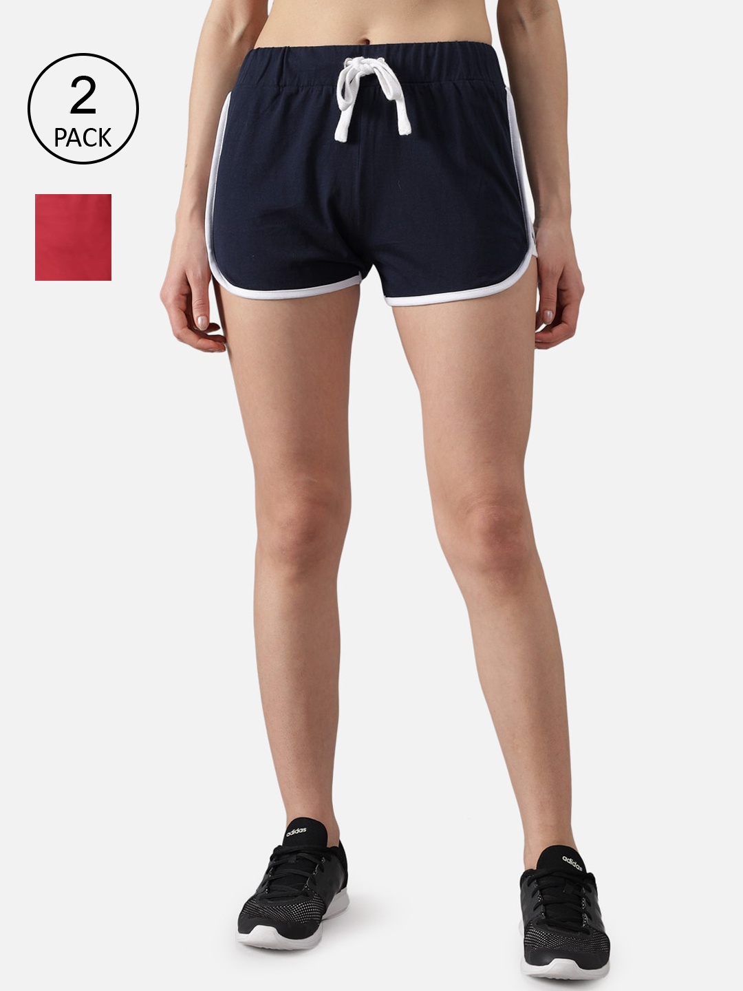 

The Dry State Women Pack of 2 Multicoloured Solid Regular Fit Regular Shorts, Multi