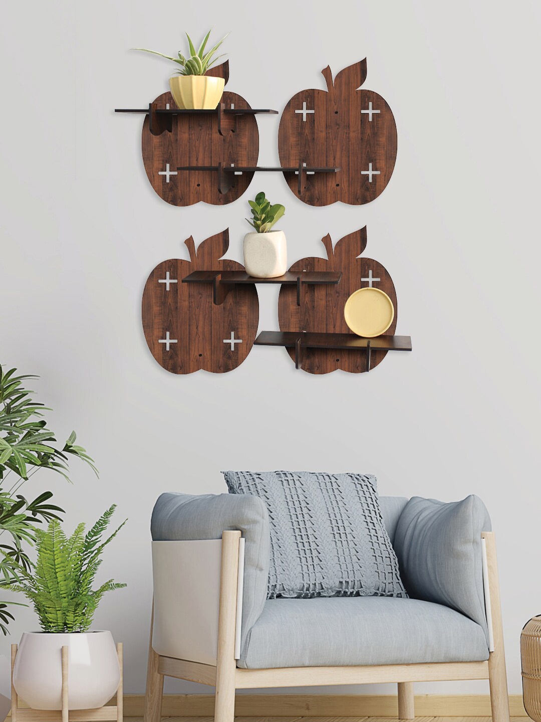

RANDOM Brown Set of 4 Modular MDF Basic Wall Shelves