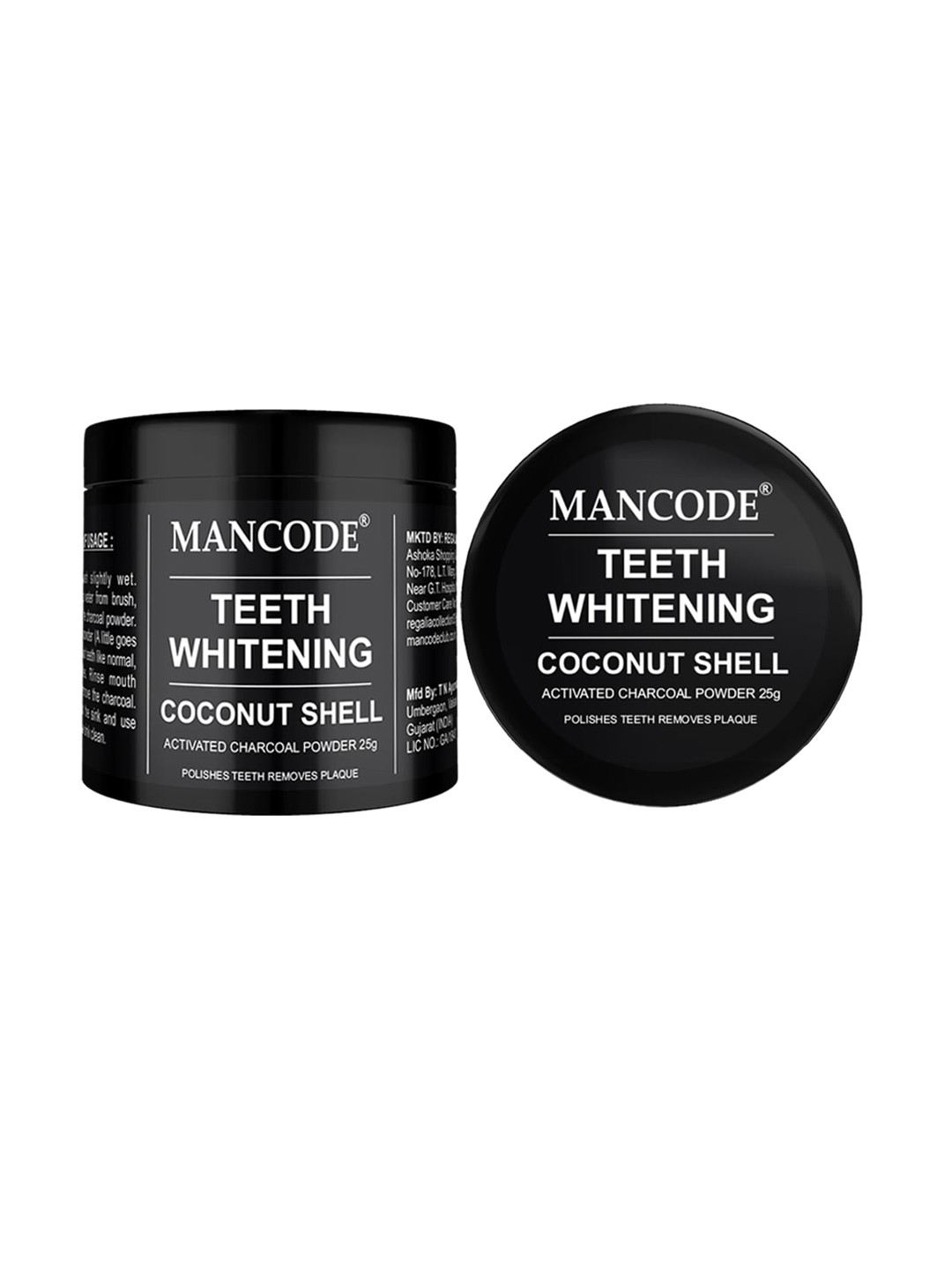 

MANCODE Teeth Whitening Powder with Coconut & Mint Extracts - 25 g, Black