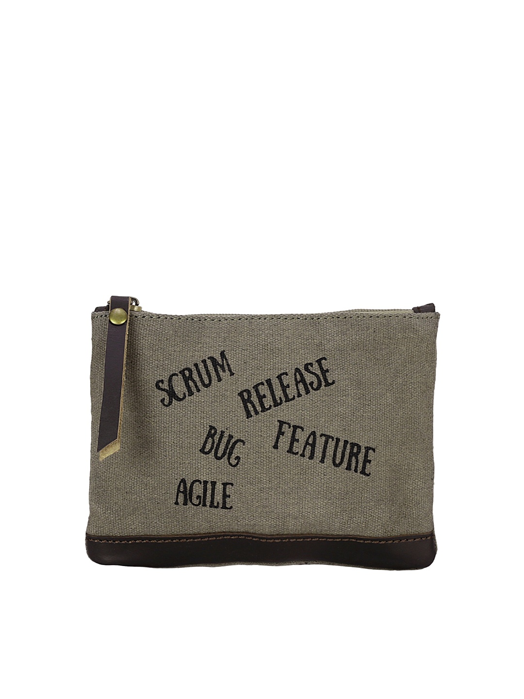 

NEUDIS Green Stone Washed Canvas with Leather Trims Utility Pouch