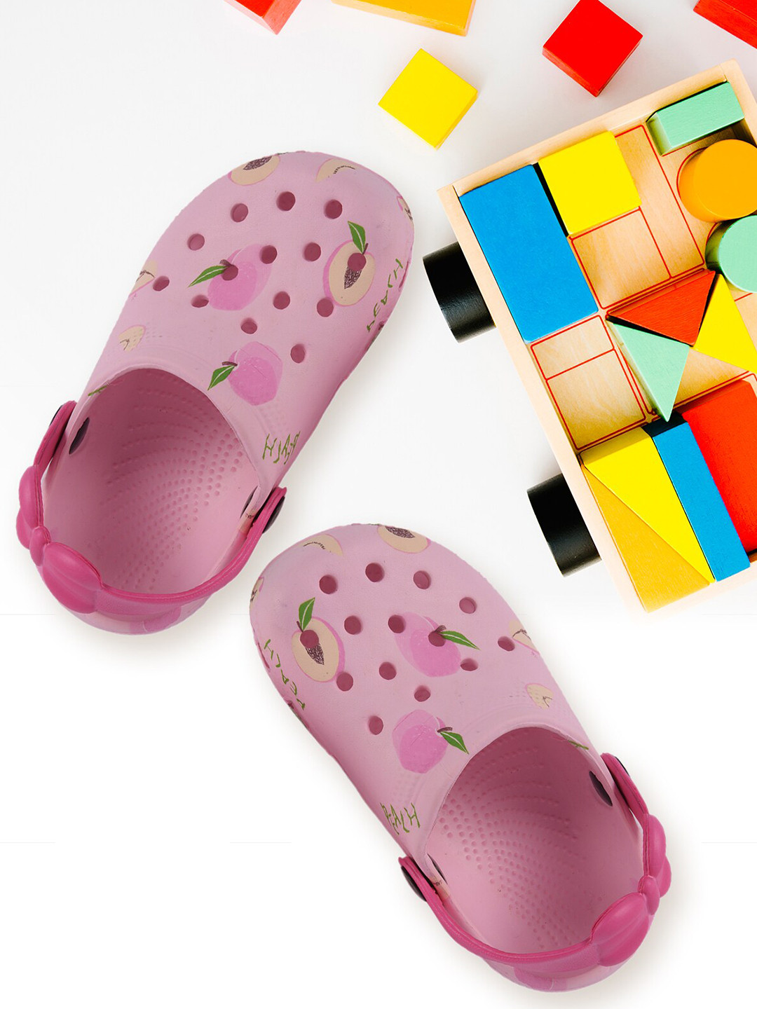 

Yellow Bee Fruit Print Clogs, Pink