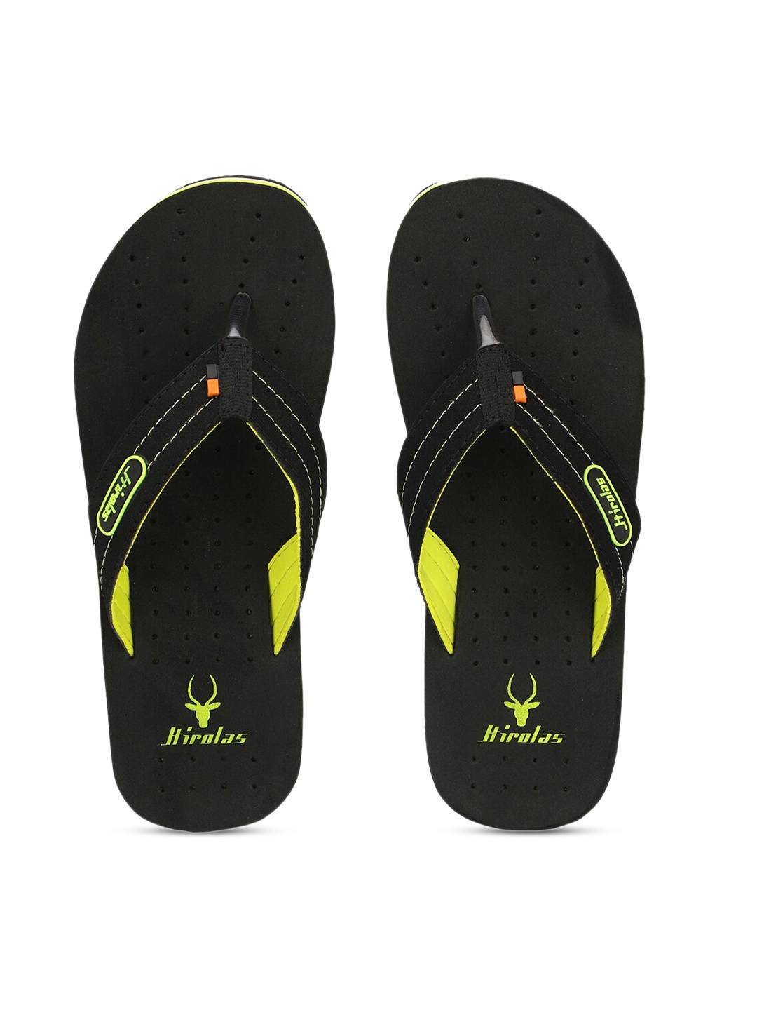 

HIROLAS Men Black & Yellow Printed Thong Flip-Flops