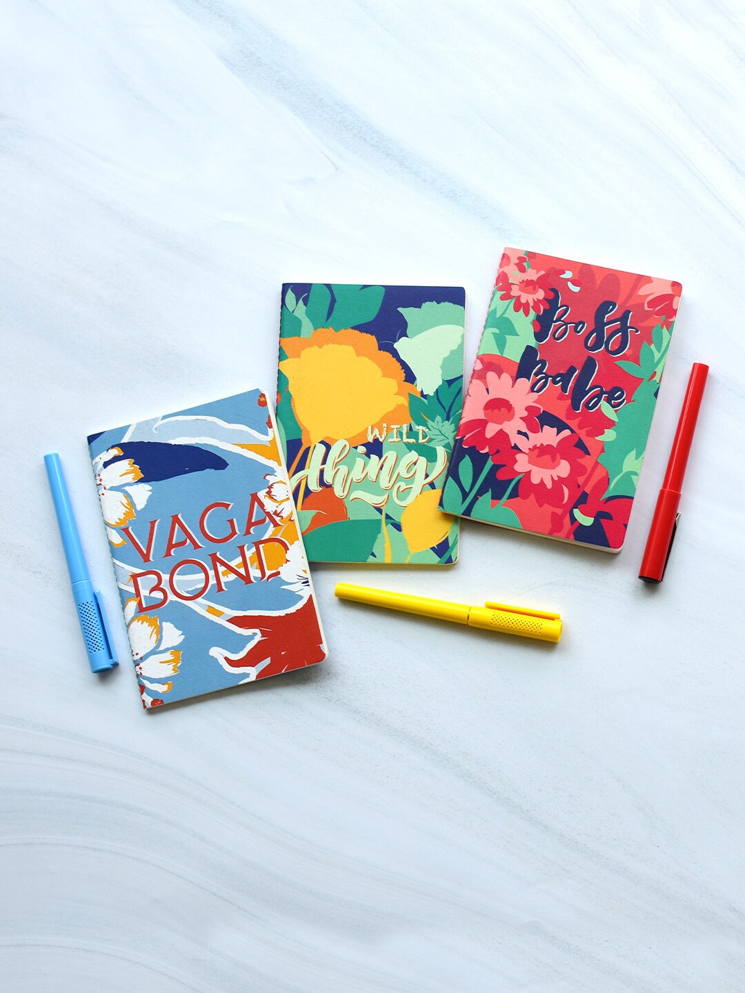 

Doodle Set Of 3 Printed Diary, Blue