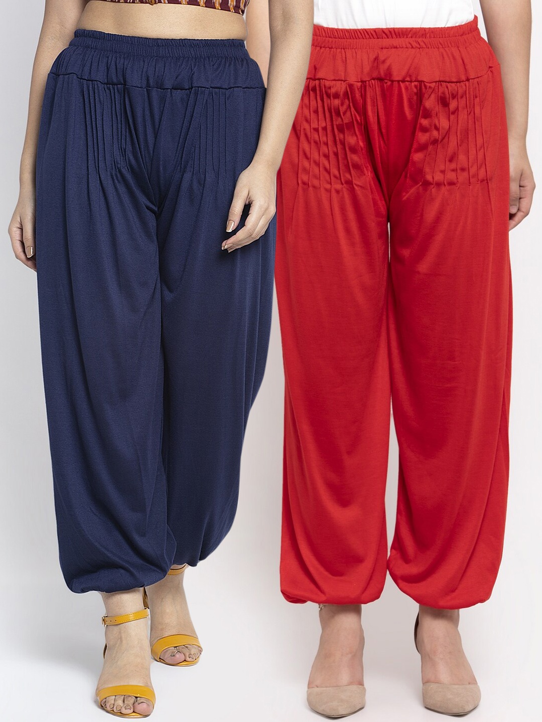

GRACIT Women Pack Of 2 Solid Harem Pants, Red