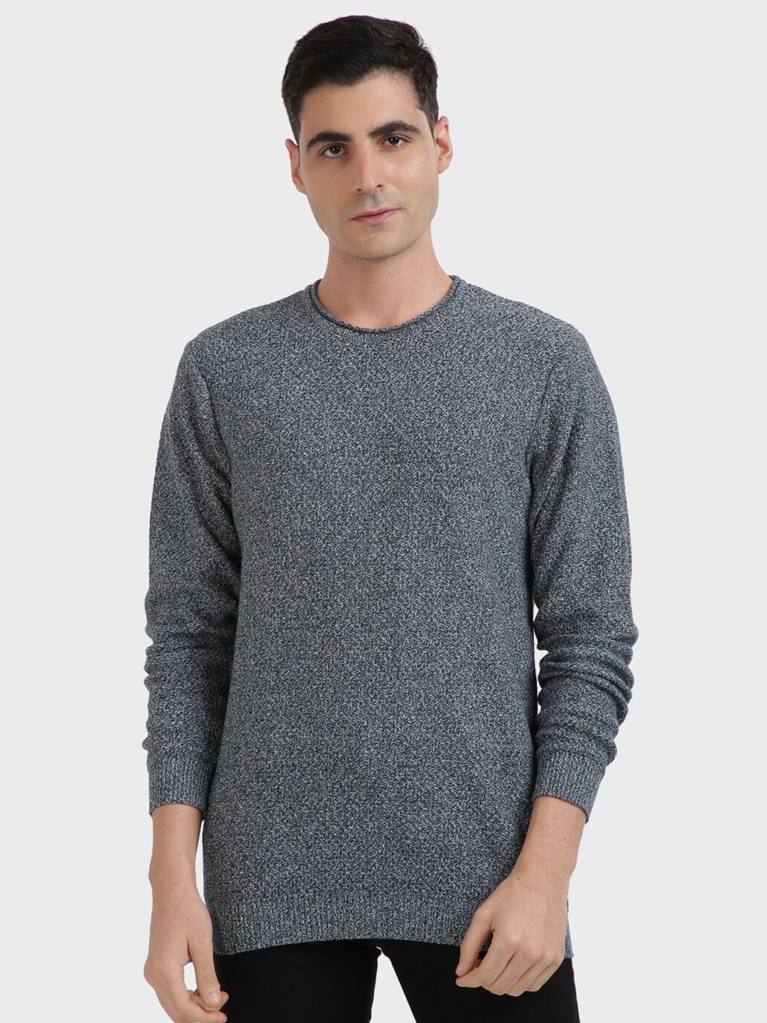 

ColorPlus Men Blue Self Design Pullover Sweater
