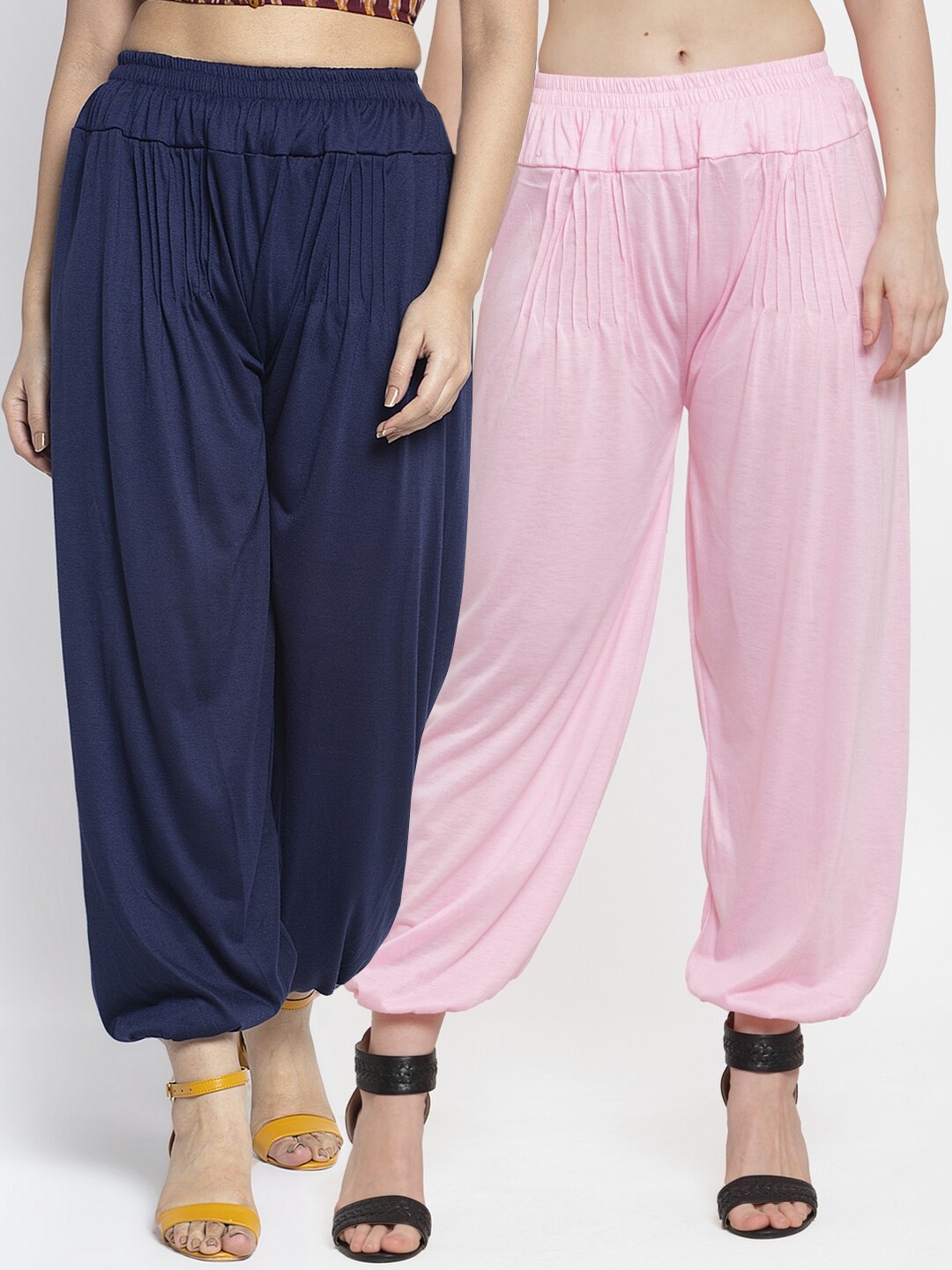 GRACIT Women Pack Of 2 Solid Harem Pants, Pink