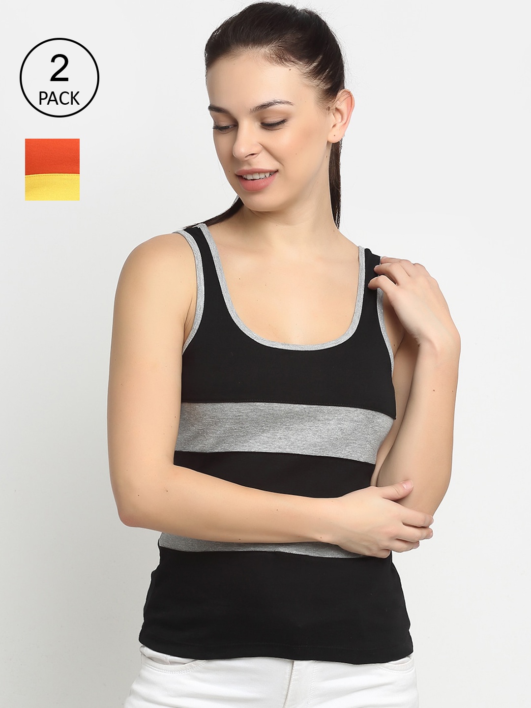 

Friskers Multicoloured Colourblocked Tank Top, Multi