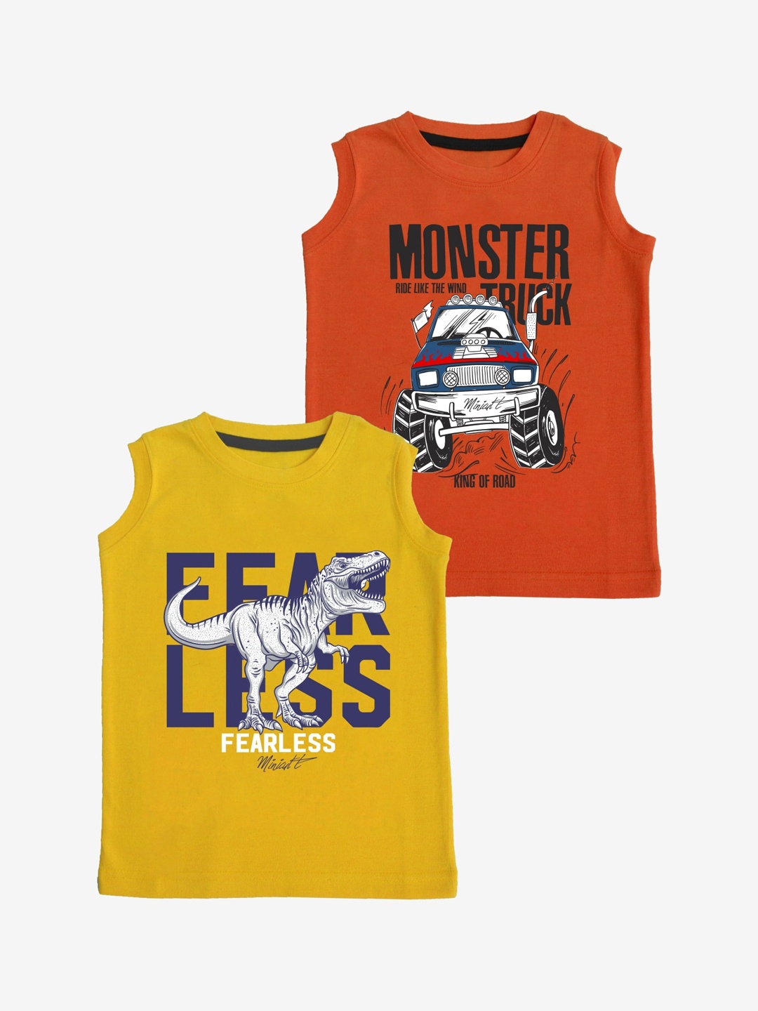 

x2o Unisex Kids Pack Of 2 Printed Innerwear Vests, Yellow