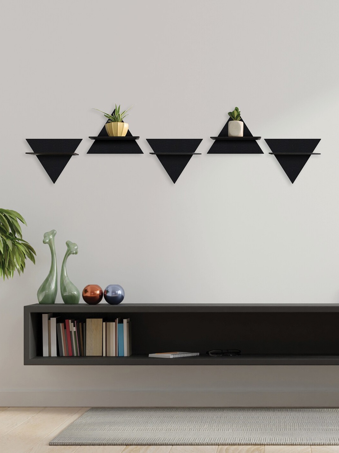 

RANDOM Black Set of 5 MDF Basic Wall Shelf