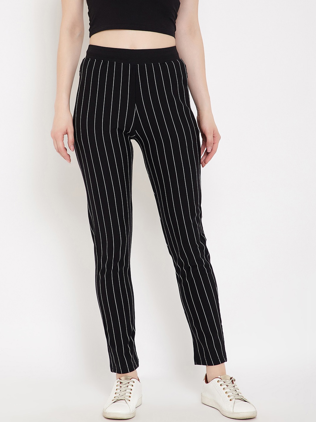 

Okane Women Black & White Striped Track Pants