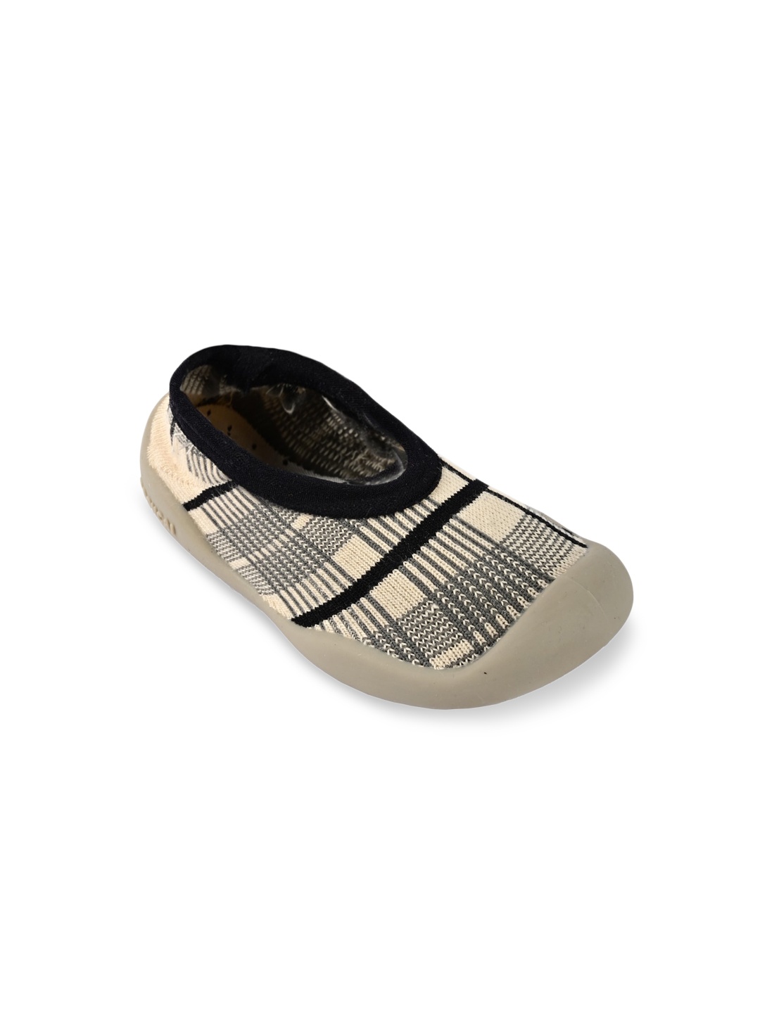

Yellow Bee Unisex Kids Beige & Black Checked Anti Skid Booties