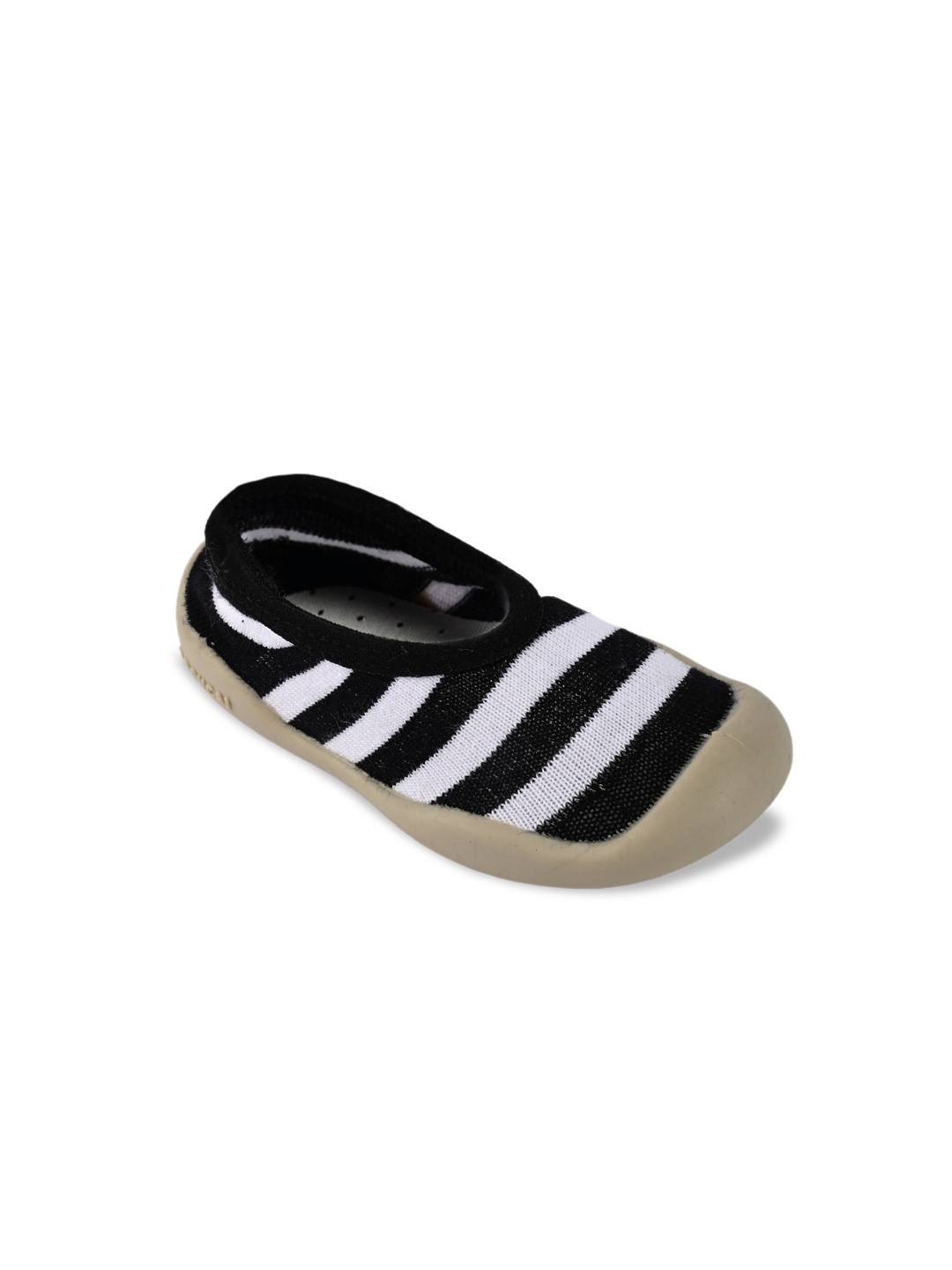 

Yellow Bee Kids White & Black Striped Anti-Skid Cotton Booties