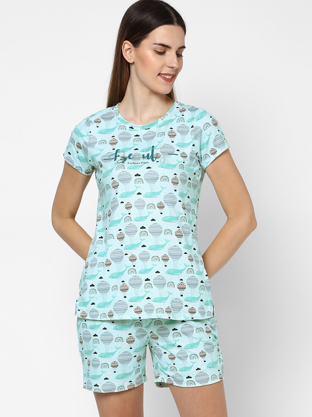 

Sweet Dreams Women Green Bermuda Set