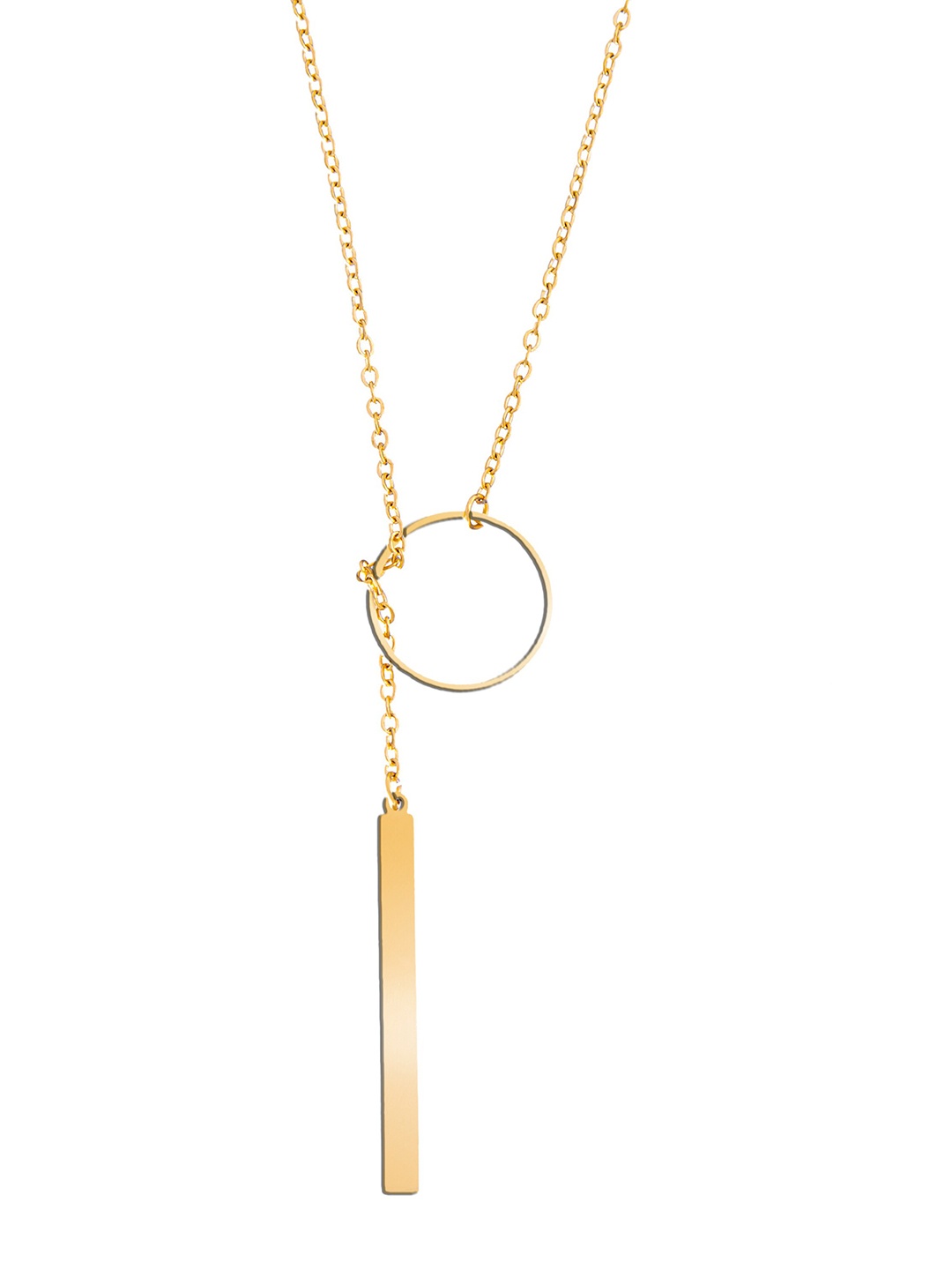

Moon Dust Gold-Toned Contemporary Geometric Pendant with Chain