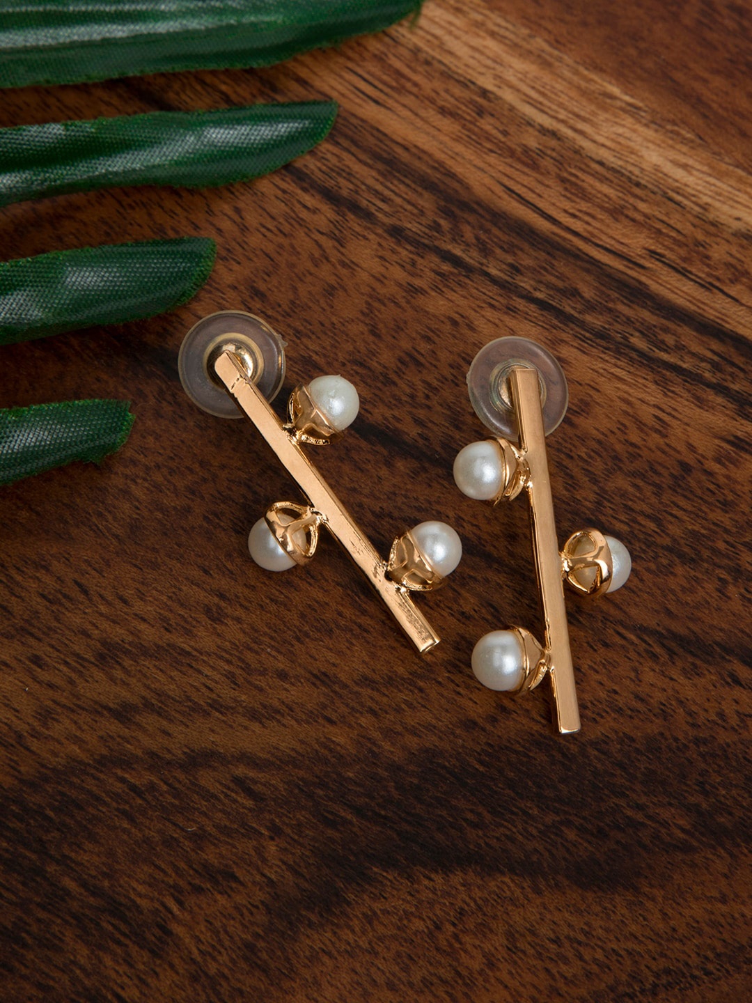 

INDYA Gold-Toned Contemporary Studs Earrings