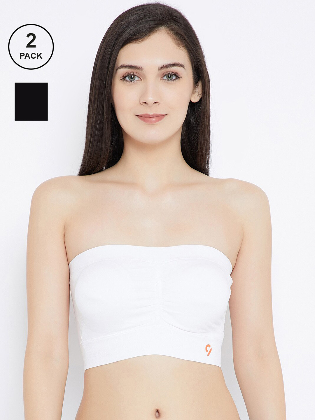 

C9 AIRWEAR White & Black Pack of 2 Bandeau Bra Full Coverage Lightly Padded P2312
